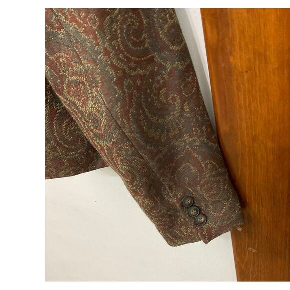 Charter Club Womens Blazer Jacket Paisley Wool Velvet Collar Size 10 Medium - Picture 5 of 7